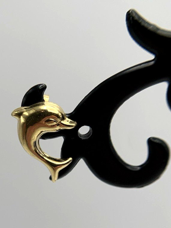 18k .750 Gold DOLPHIN Earrings,12.6mm x 8.4, 1.1g, Signed AR 348, FREEgfBx($5