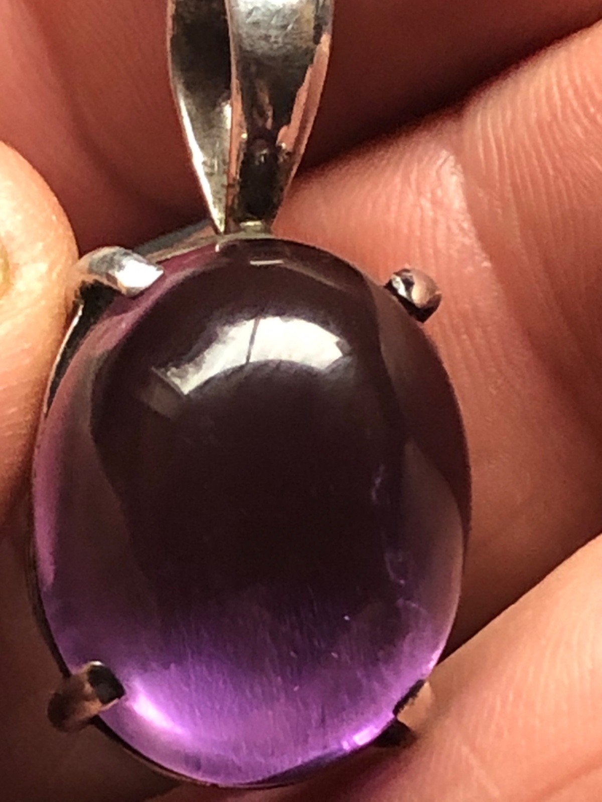 Designer Sterling Cabochon Amethyst Ring & Pendant w/Sterling 44 gram Chain