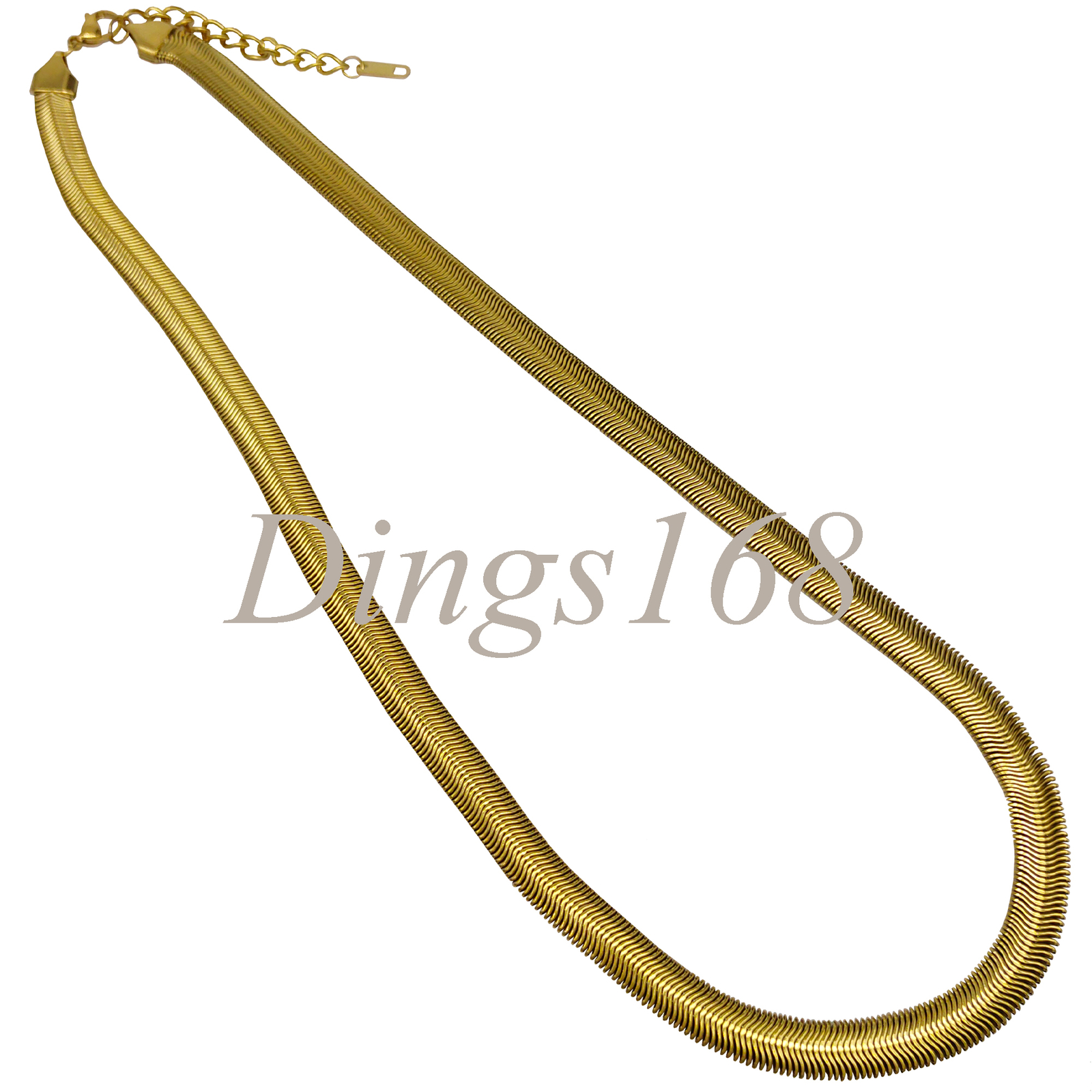 18K Yellow Gold Filled Tarnish-Free 7mm wide Flat Snake Chain Necklace 20″/22″