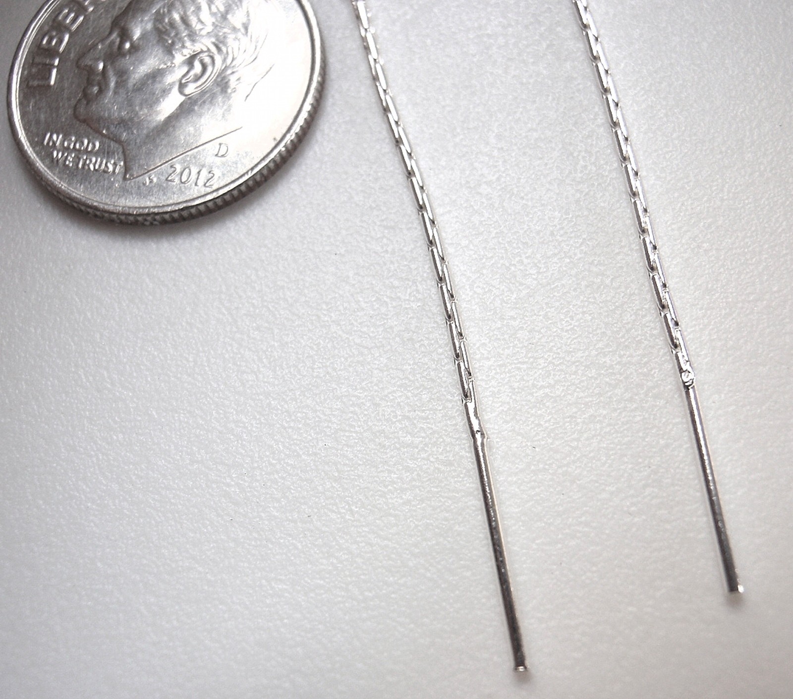 Minimalist 925 Silver Threader Earrings with Long Chain and Nice Dangle Action