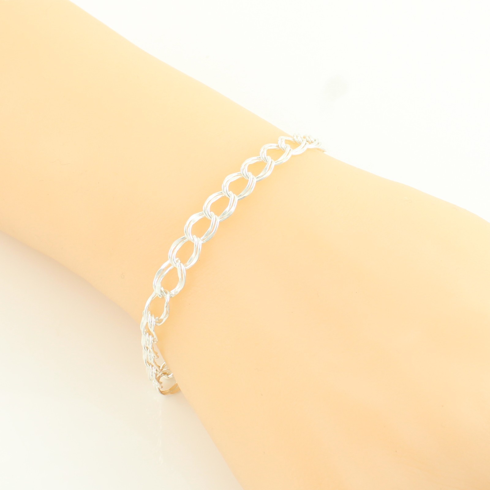 Sterling Silver .925 Double Curb Link CHARM BRACELET 7″, 7.5″, 8, 8.5″, 9″