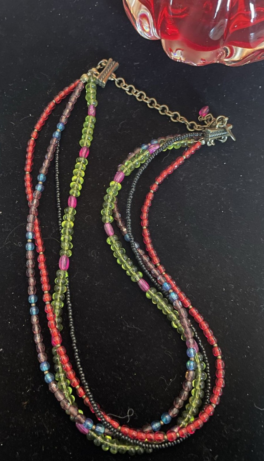 CHICO’S Brand Multi Strand Multicolor Beaded Necklace. Gift Box