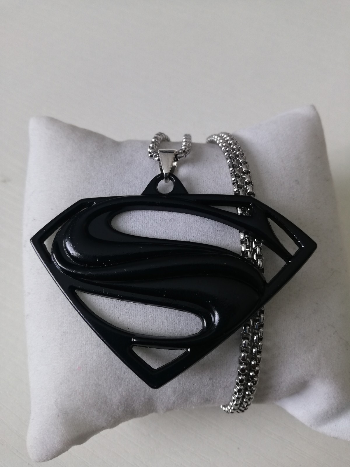 Superhero Superman Pendant 316L Stainless Steel Box Chain New.