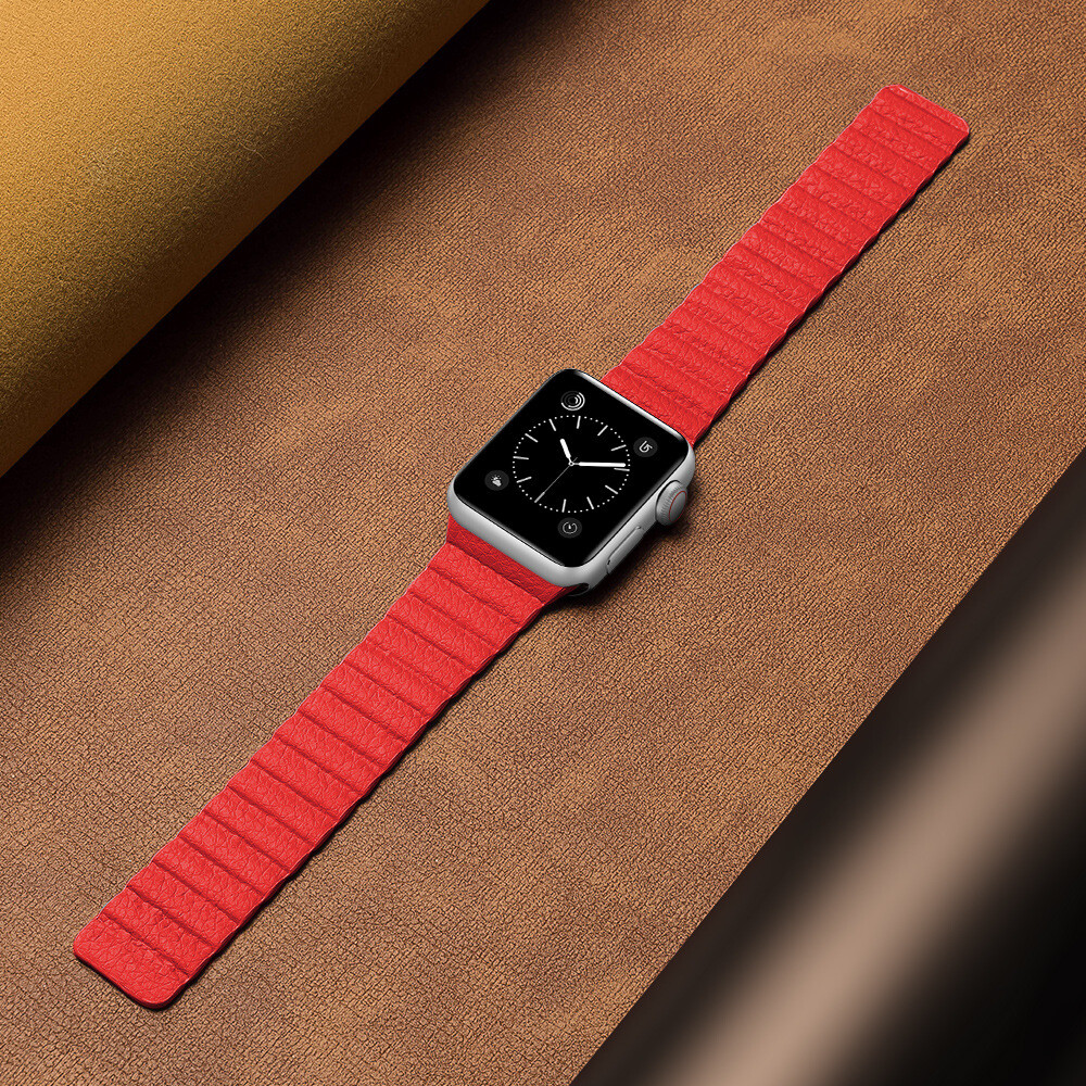 Magnetic Leather Loop Band For Apple Watch 42mm 38mm 44mm 40mm Series 6/5/4/3/2