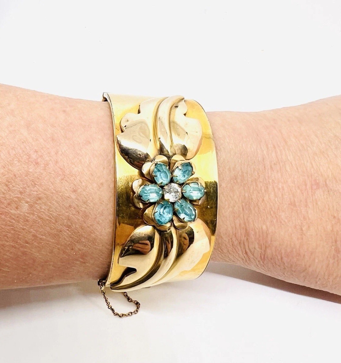 Chunky Wide LUSTERN Gold Filled Bangle Bracelet 51gm Signed Vintage Jewelry
