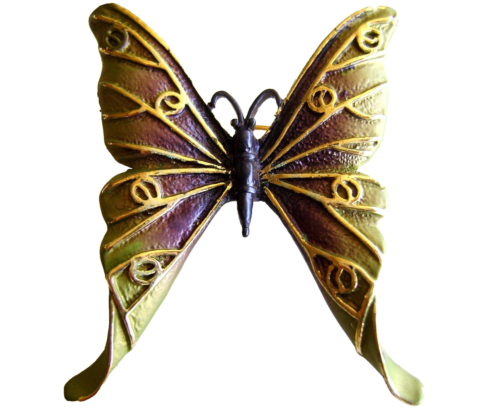 Butterfly Brooch Yellow Gold Plated Metal Green Enamel Pin Fashion Jewelry Gifts
