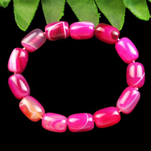 13x10mm Peachblow Onyx Agate Drum Stretchy Bracelet About 7.5″ S0048048