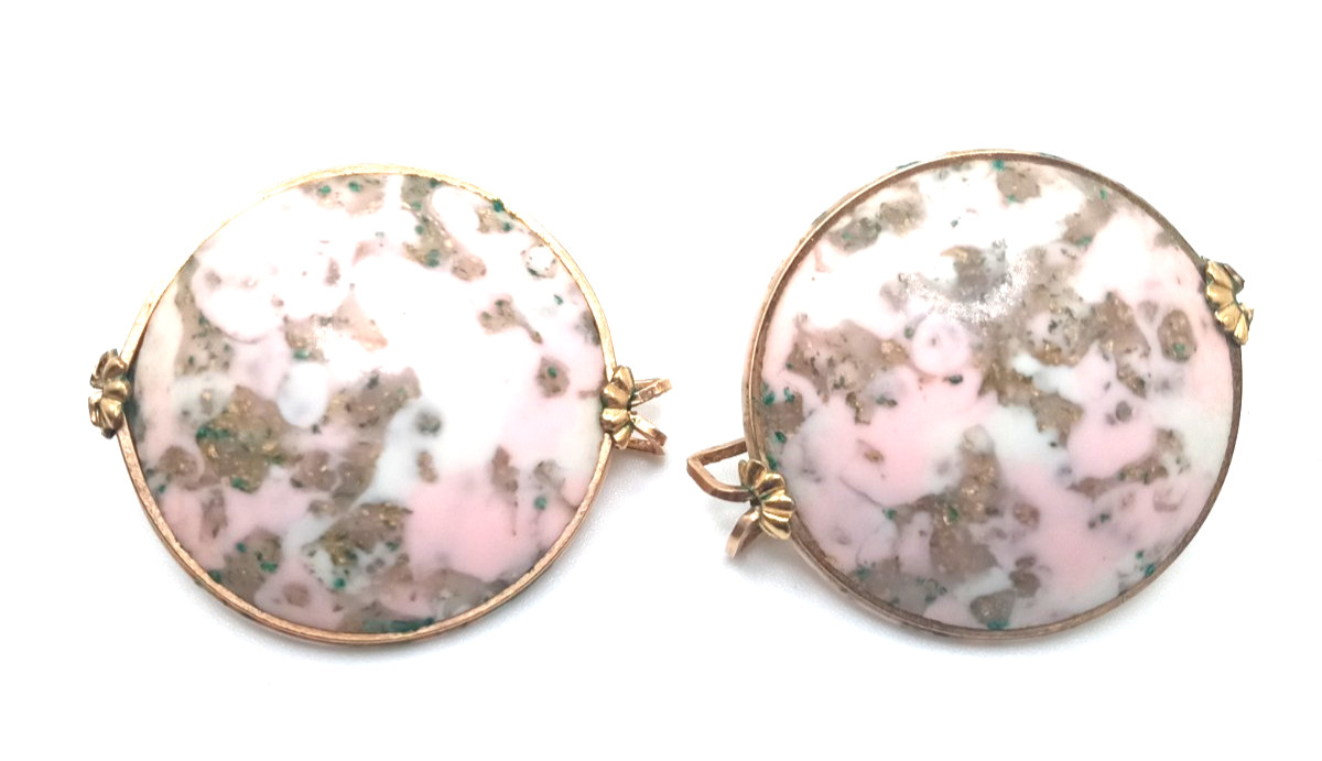 Vintage Hillcraft Gold Fill Pink & Gold Comfort Earrings