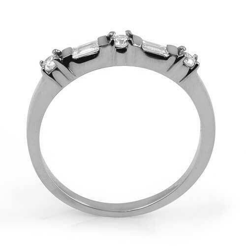 0.50 Ct Round Baguette Diamond Wedding Bridal Band F VS1 Bar Set Ring PLATINUM