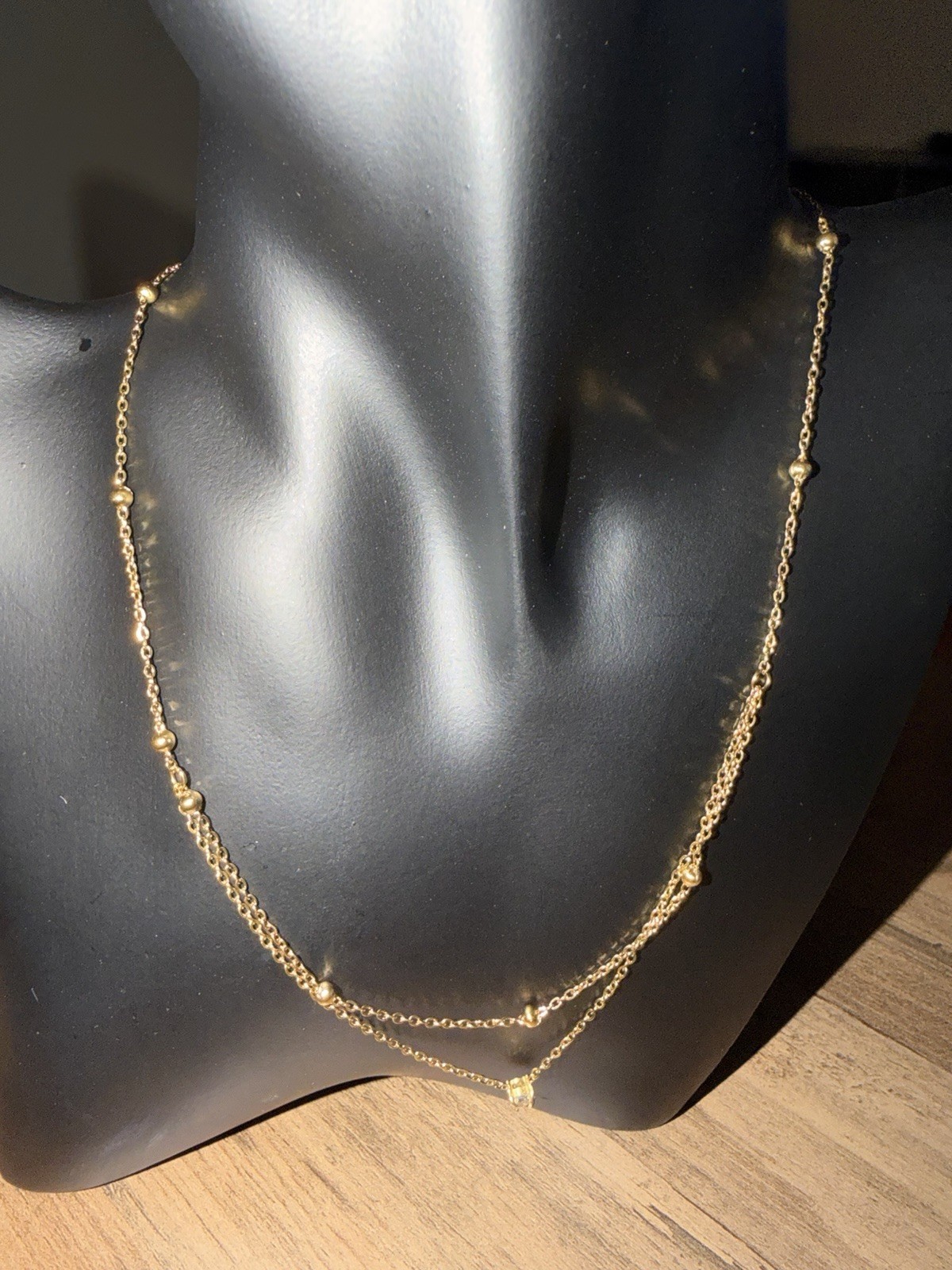 Stainless Steel Layered Beaded Necklace With Solitaire Pendant For Women