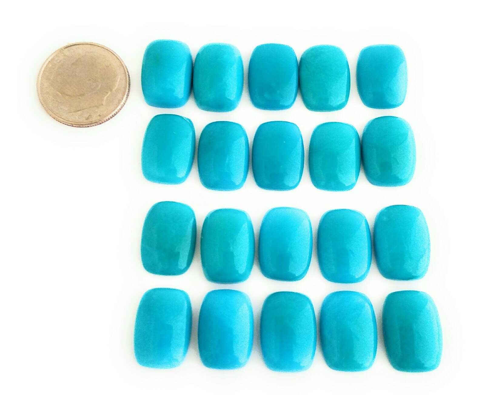 One Rectangular 100% Natural Sleeping Beauty Turquoise Cabochon 10x14mm