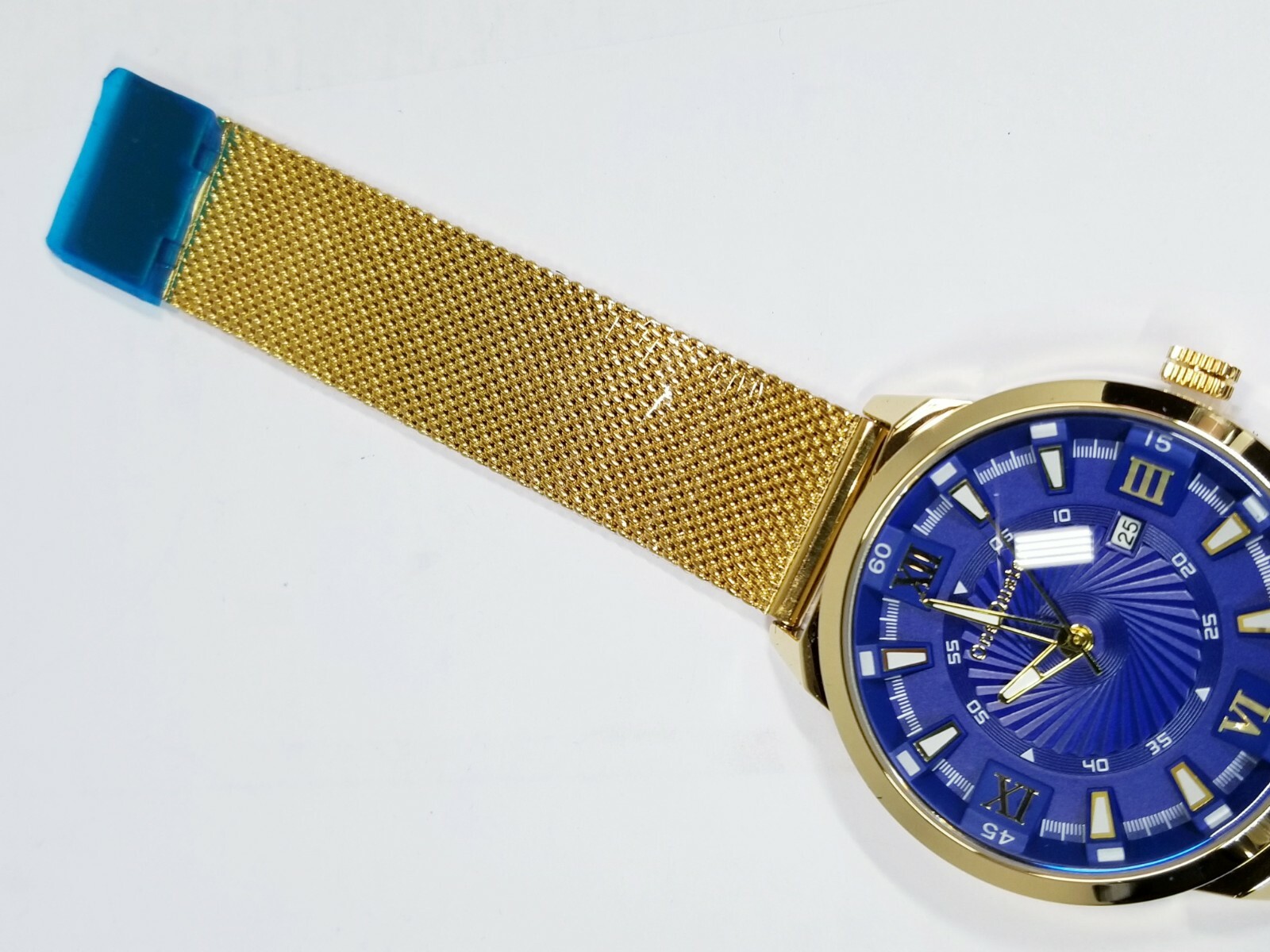 ONE QUARTER 45mm Stainless Steel Quartz 30m Water Resistant Blue/Gold Watch