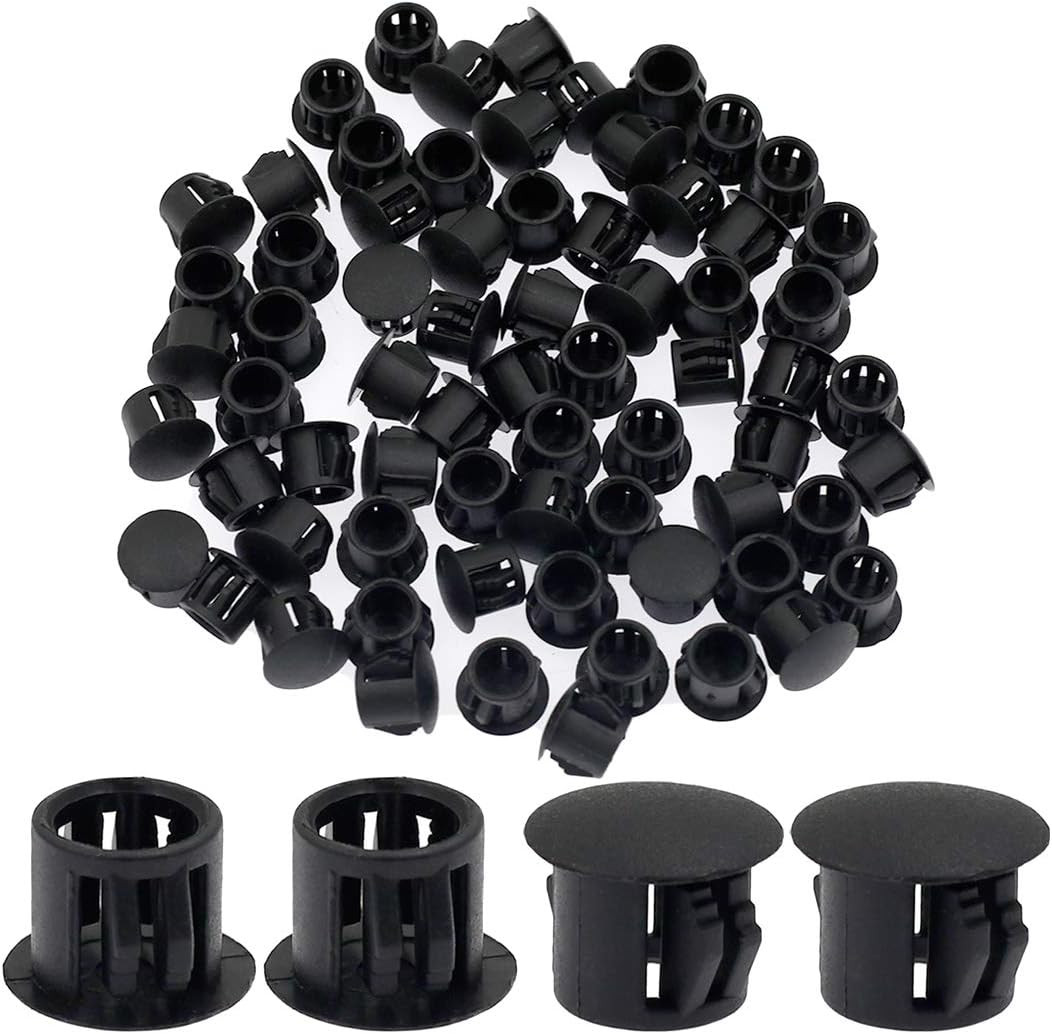 60PCS 10Mm (3/8″) Black Hole Plugs Plastic | Flush Type, Snap in Locking