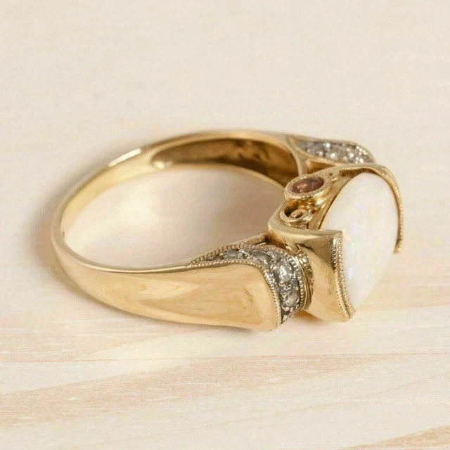 2Ct Oval Cut Natural Fire Opal Solitaire Engagement Ring 14K Yellow Gold Plated