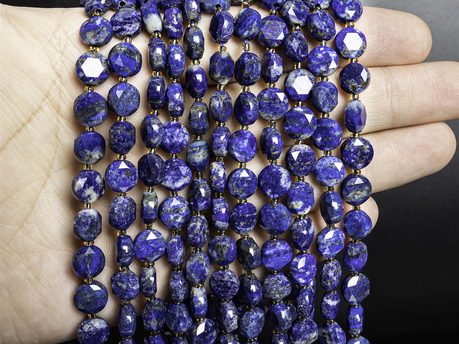 Natural Blue Lapis Lazuli Beads Grade AA Faceted Coin 8MM 10MM Loose Beads