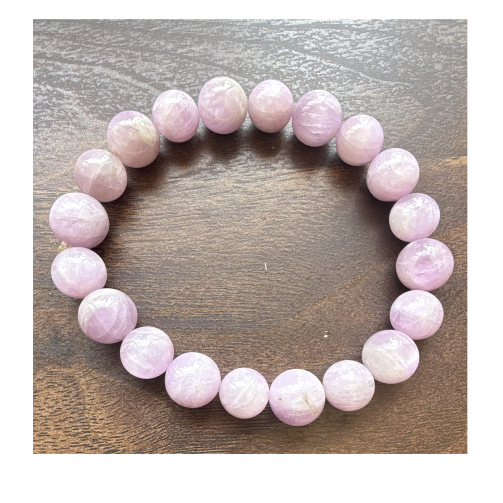 Kunzite Purple Stone Stretch Beaded Bracelet Round 10.8mm Beads No Clasp