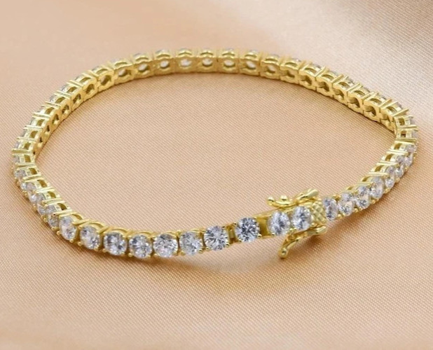 6.60CT Round Lab Grown Diamond Tennis Bracelet Gift For Women’s 14k Yellwo Gold