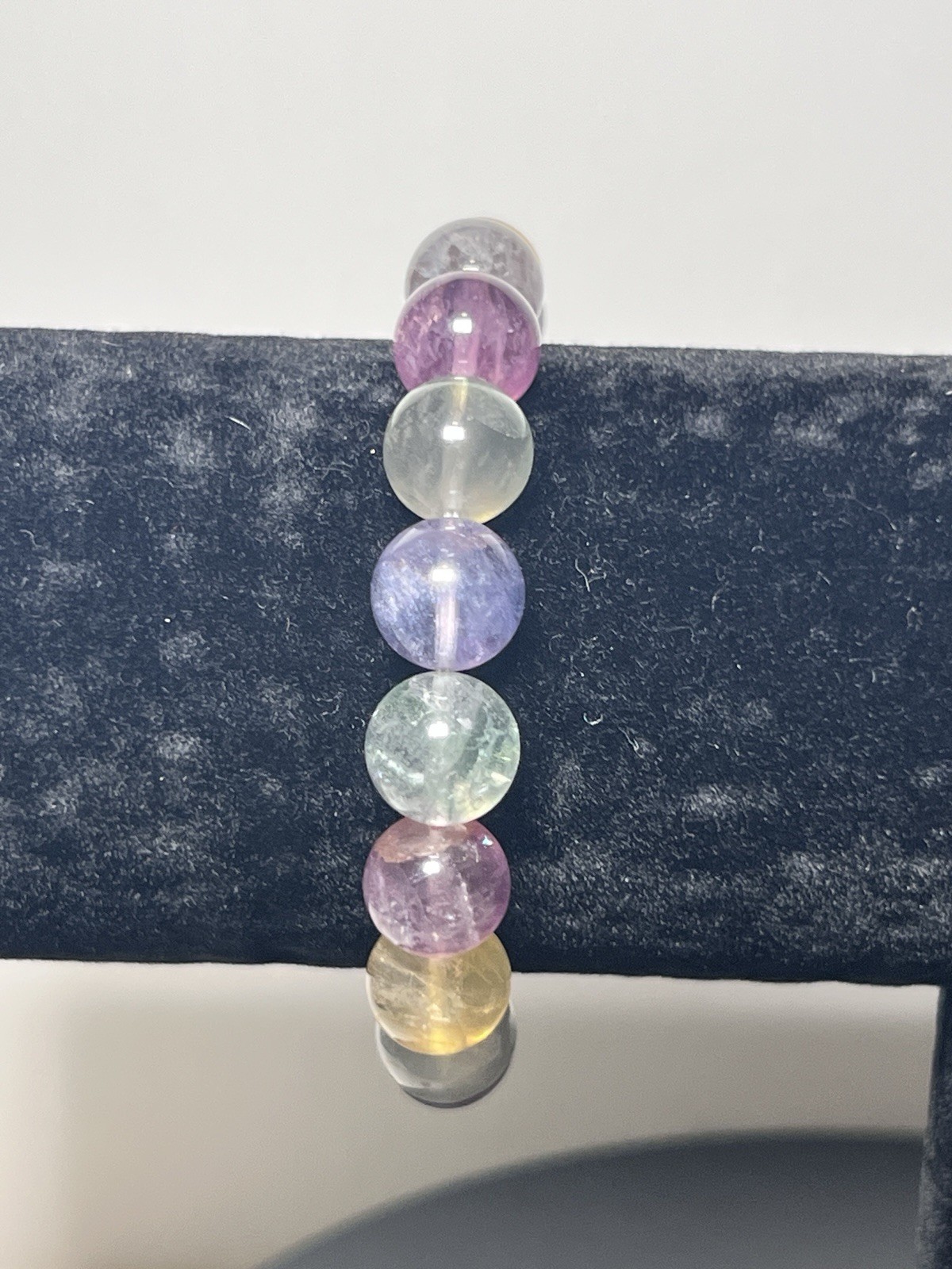 Rainbow Fluorite Beaded Bracelet – Stretchable (11 mm)