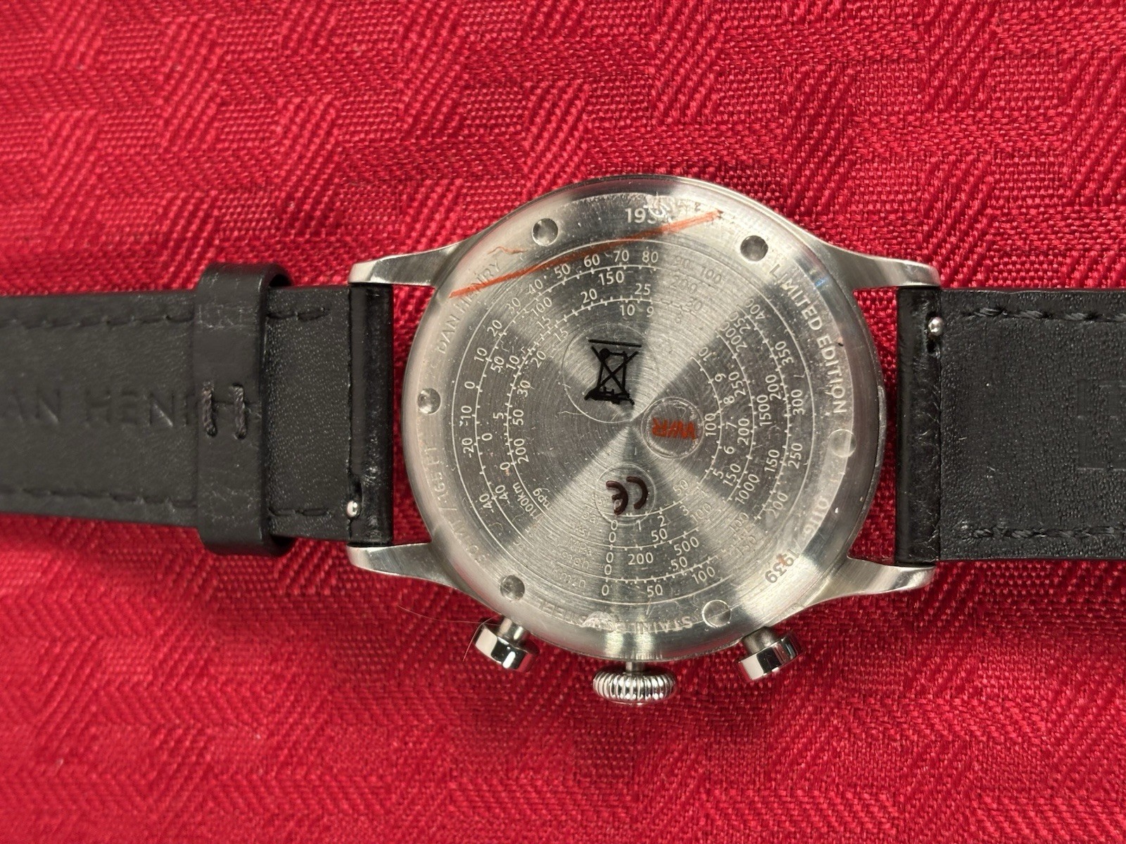 1939 Dan Henry 39mm Chronograph Limited Edition Black Dial Men’s Leather Strap