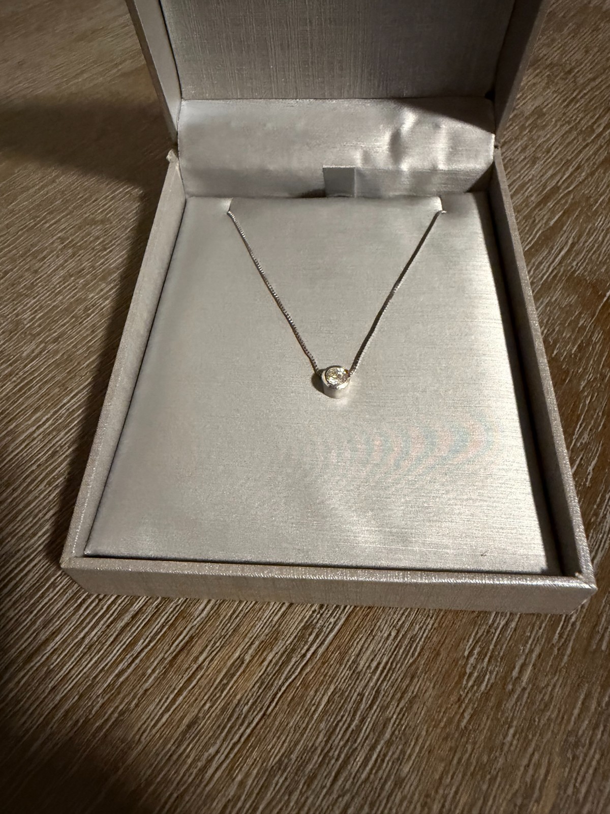 Natural 1/2-Carat Diamond Solitaire Necklace — 14K White Gold, Bezel Set
