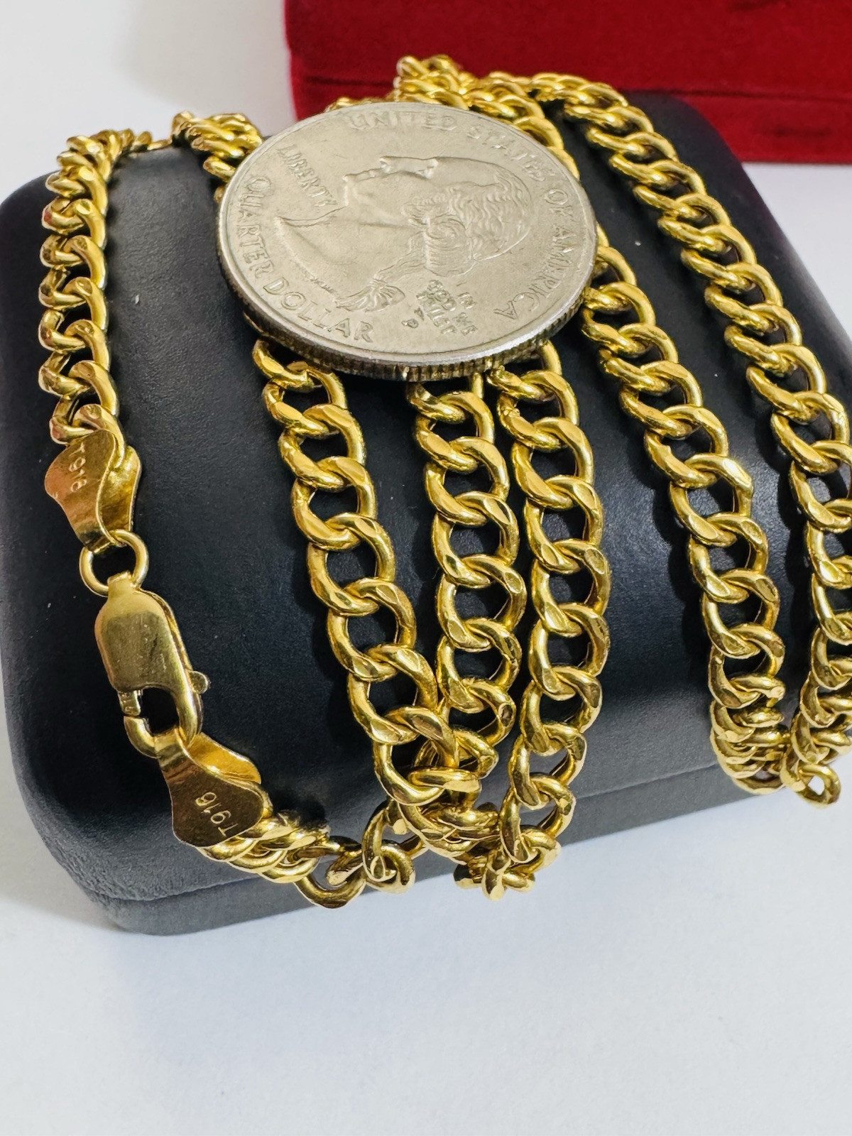 New 22K 916 Fine Real Gold 18”/18.5 inches Curb Necklace 11.9g 5mm Womens