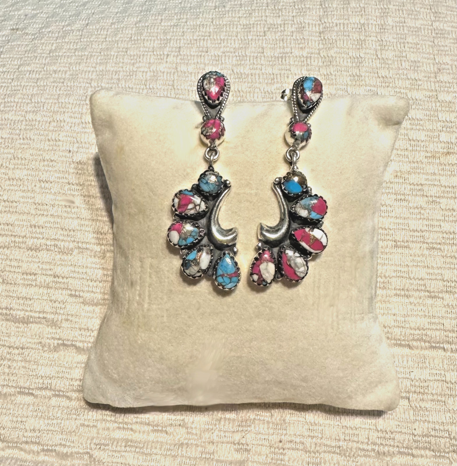 Cotton Candy Turquoise Gemstone Handmade 925 Sterling Silver Jewelry Earrings