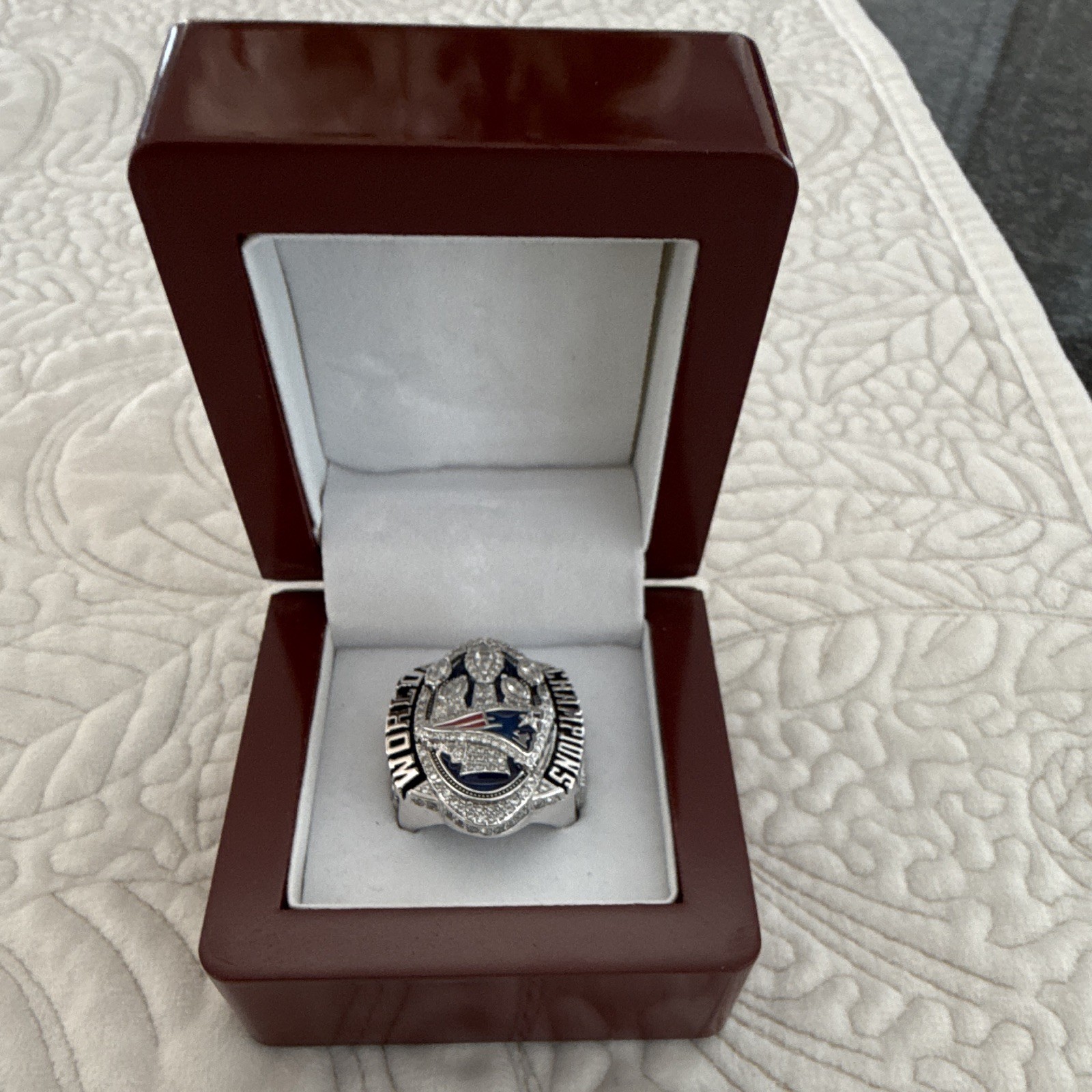 NE Patriots Supperbowl Alloy Steel Ring Blue / Steel Color Ring Size 10? I Think