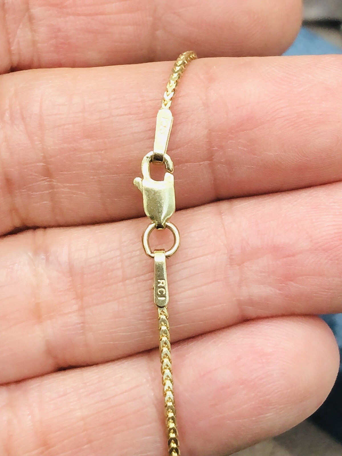 14KT YELLOW GOLD CUBAN BOX NECKLACE 1mm width 16 Inches Long Weight 3.4g-UNISEX