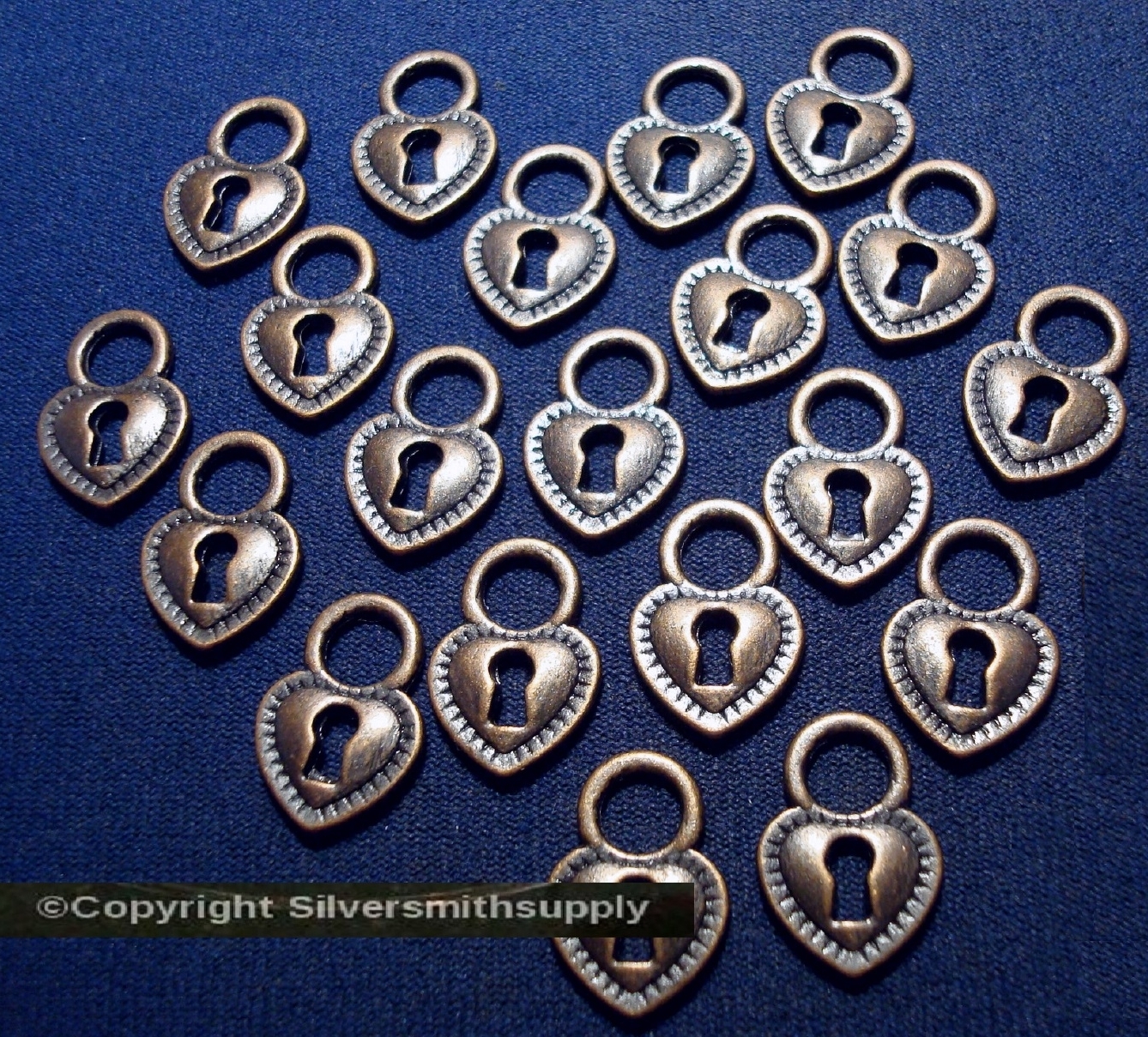 20 Heart with key hole shaped ant copper plated pendants charms 17x12x2mm cfp090