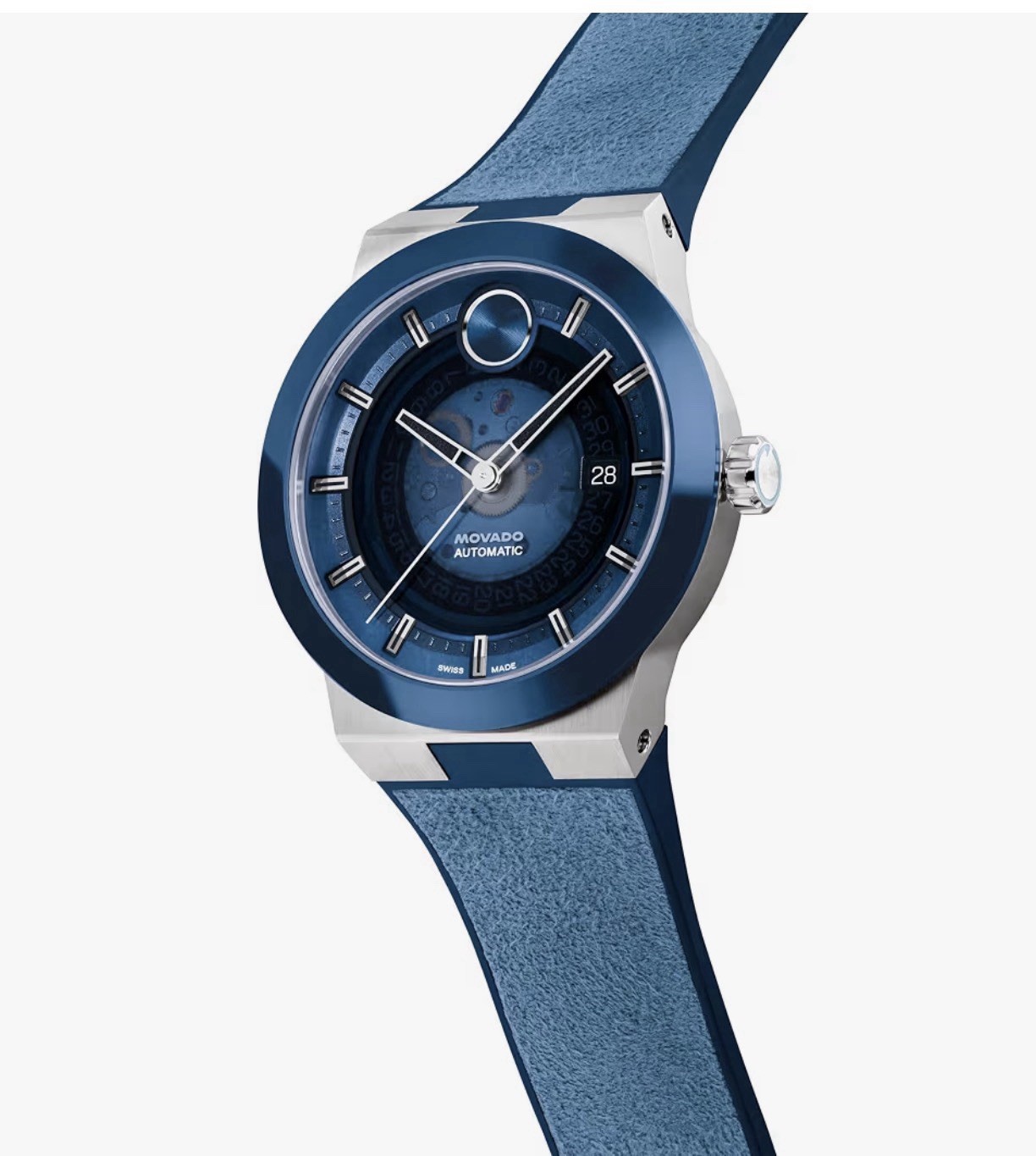Movado Bold Men’s Watch – Swiss Automatic Self-Winding Silicone Strap Blue Dial