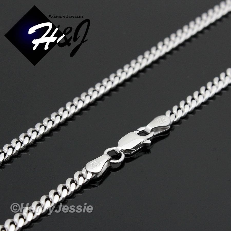 20″24″30″MEN WOMEN 925 STERLING SILVER 3MM MIAMI CUBAN CURB CHAIN NECKLACE*SN4
