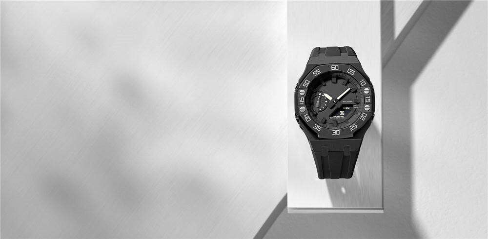 Premium Stainless Steel Case + Silicone Strap AP Mod Kit Set for G-Shock GA-2100