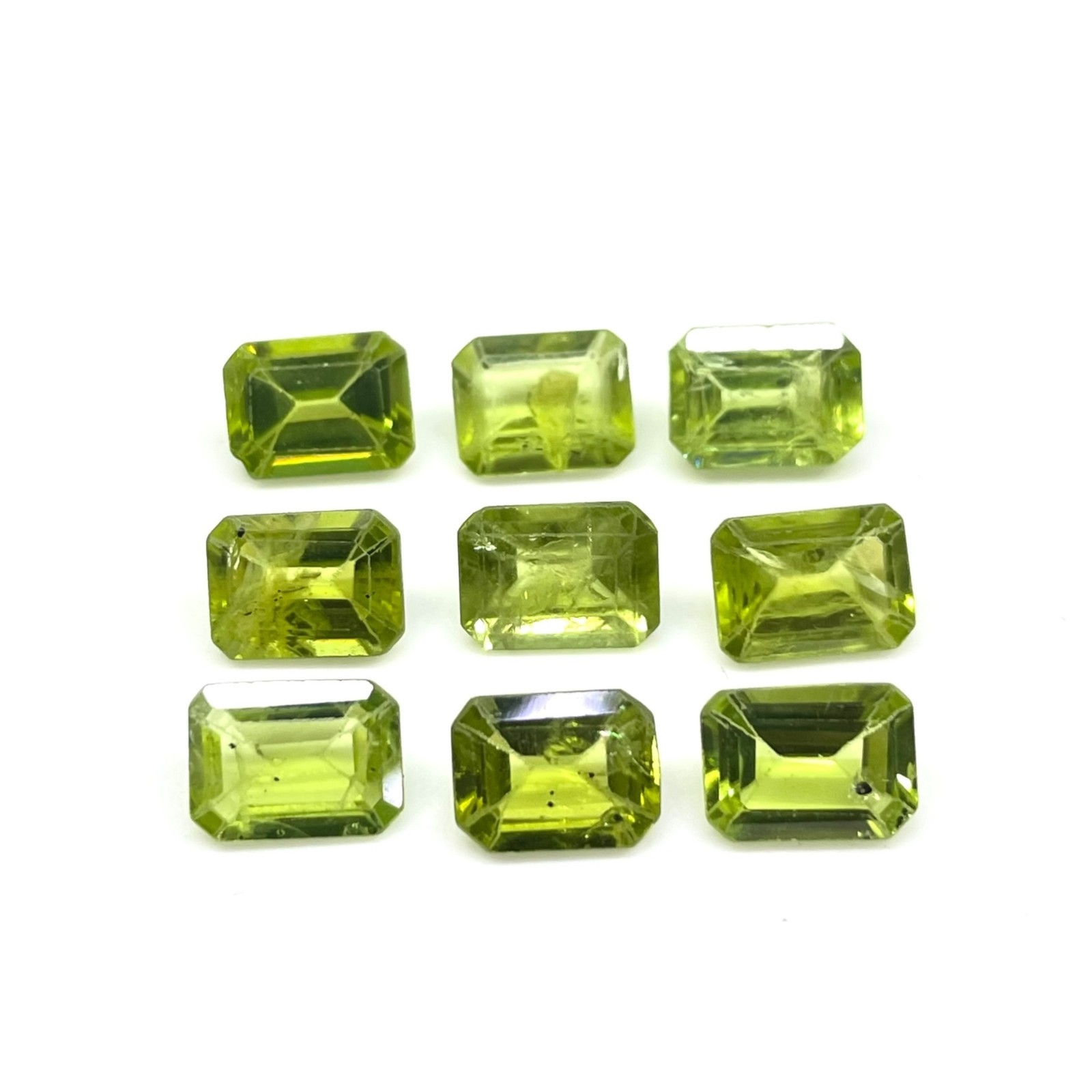 9 Pcs Natural Peridot 8x6mm Emerald Cut Green Loose Untreated Gemstones