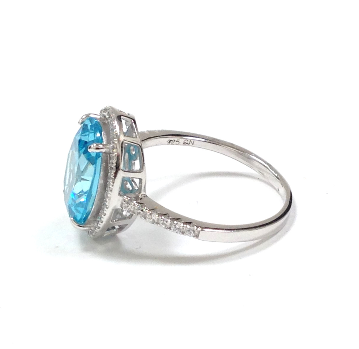 FZN Fuzion Creations 925 Sterling Silver Oval Blue Stone Ring Sz 10.75 Jewelry
