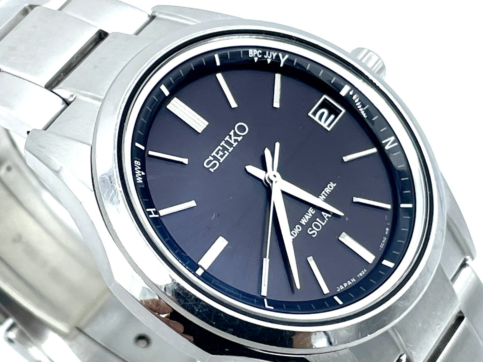 SEIKO Radio Wave Control Solar Men’s Watch Band size 6.7in Black Dial 7B24-0BN0