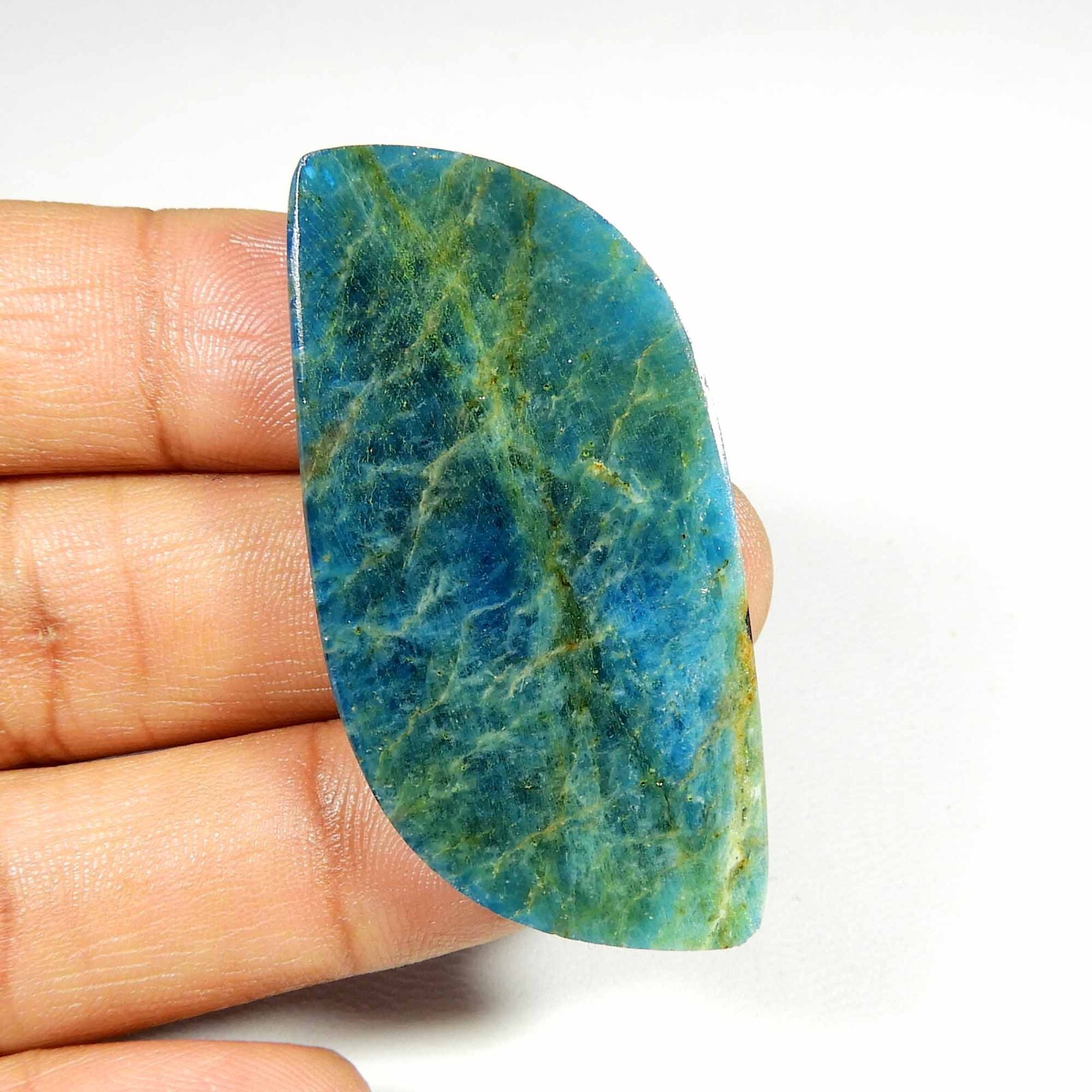 Natural Neon Blue Apatite Cabochon Cushion Shape 53×25 mm Gemstone Loose AP-44