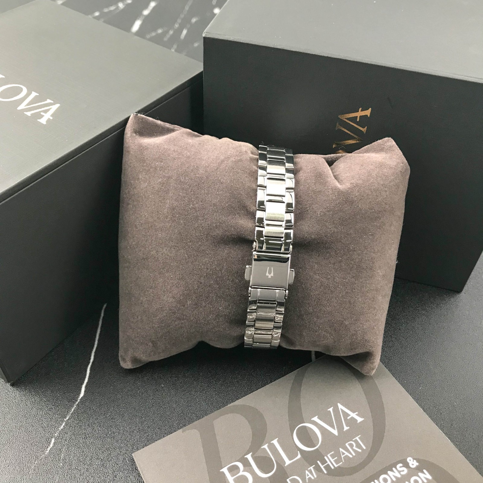 Bulova Classic Sutton 96P250 Blue Dial 28MM Quartz Ladies Watch with 11 Diamonds