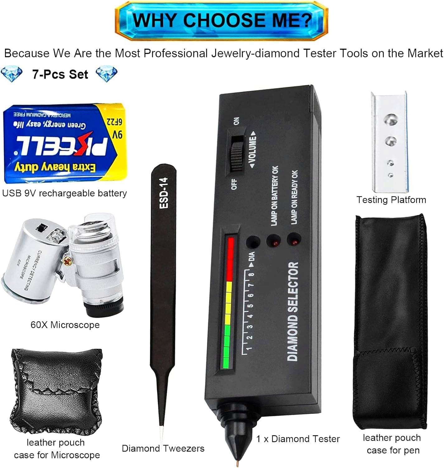 Professional Diamond Tester Pen, High Accuracy Jewelry Diamond Tester,
