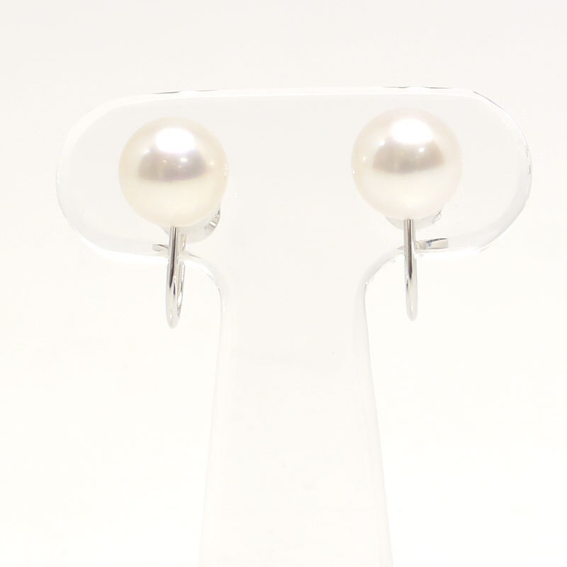 MIKIMOTO Pearl Earrings K18WG Pearl Approx. 7.3-7.5mm Screw Back 2.3g Height App