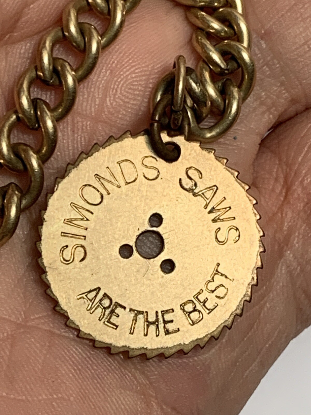 SIMONDS SAWS ARE THE BEST SAWMILL CIRCLE SAW & CHAIN BIB PANTS POCKET WATCH FOB