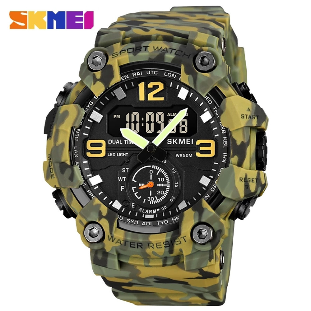 SKMEI Men Digital Quartz Watch Fashion Chronograph Military Sport LED Wristwatch