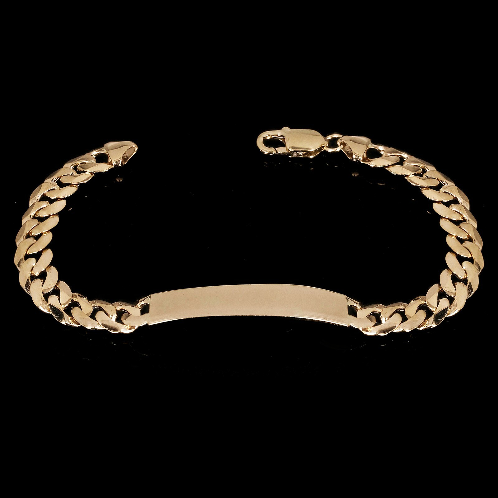 14k Yellow Gold Solid Curb Cuban Link Chain ID Bracelet 7″ 10.2mm 19.7 grams