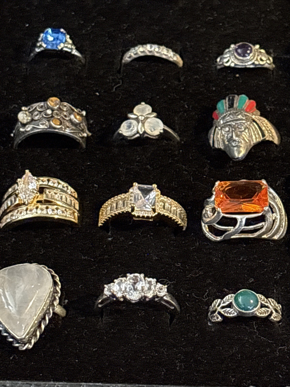925/ Sterling 72 Rings Of Diff Sizes ,Stones And Styles Vtg / newCollection