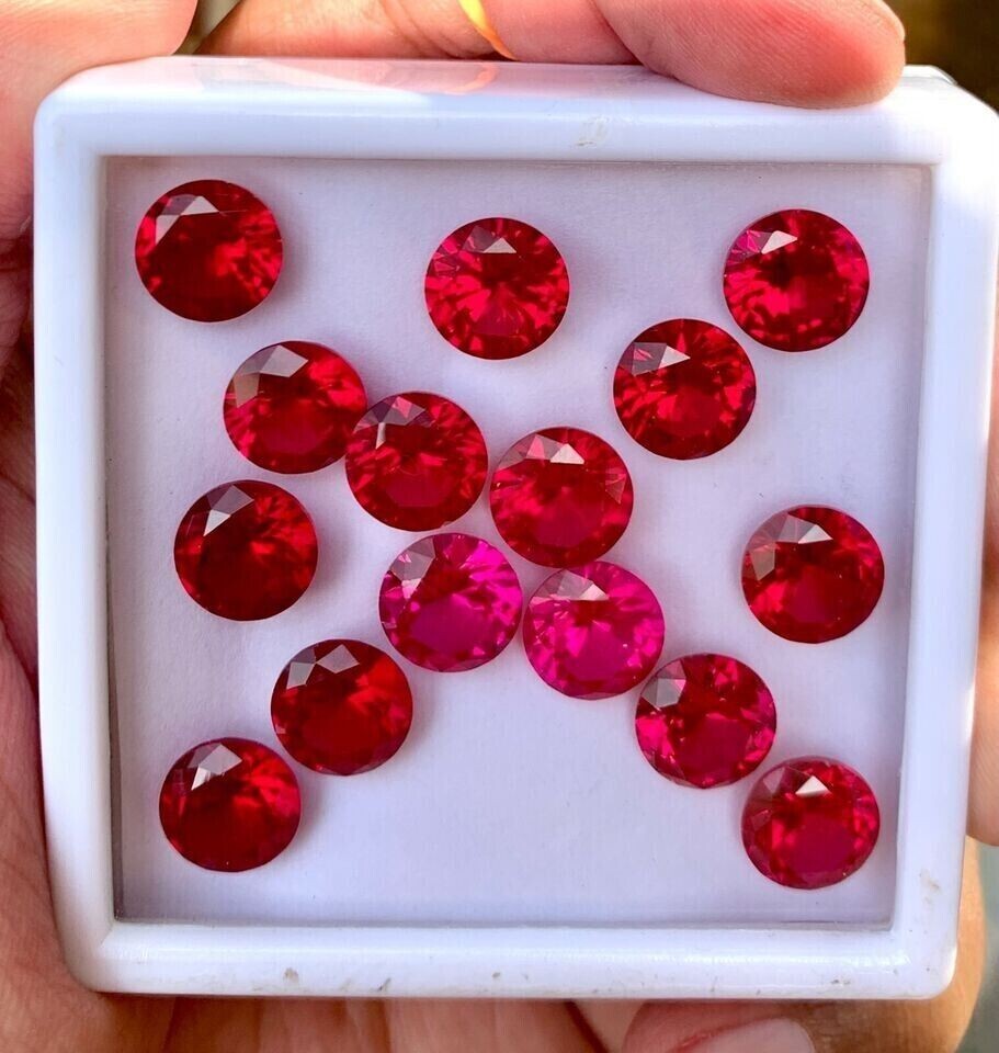 Burmese Certified Natural Red Ruby 5 mm 15 Pcs Flawless Round Cut Loose Gemstone