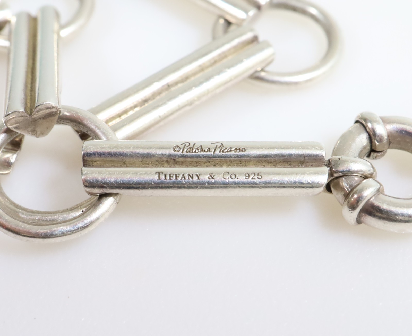 Authentic Vintage Tiffany & Co. 925 Silver Heart Bar Link Bracelet 18 cm.