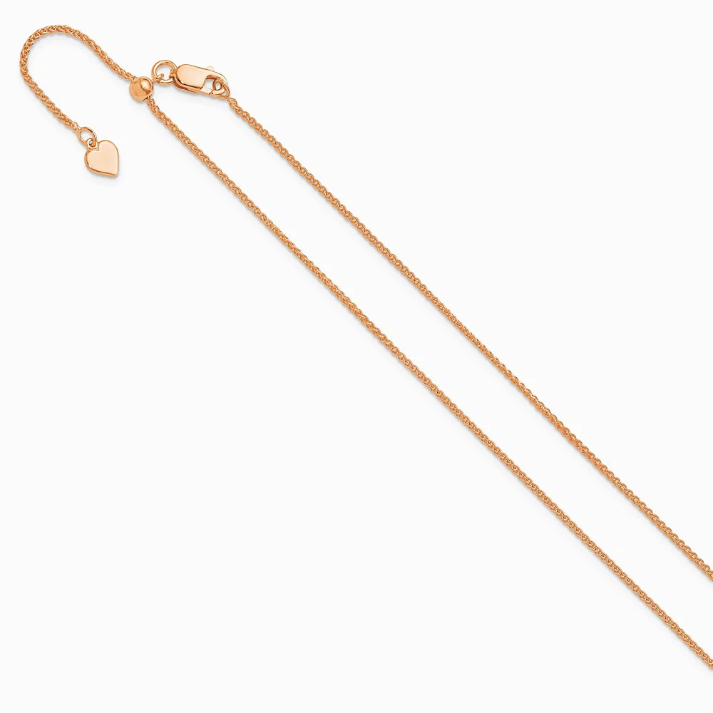 Sterling Silver Adjustable Rose Gold-Plated 1.3mm Spiga Chain Necklace 22″-30″