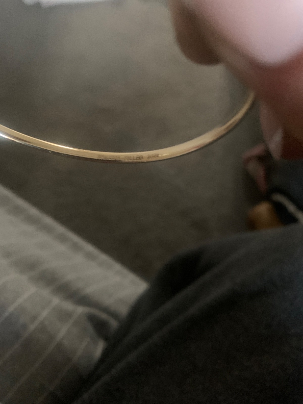 9ct silver filled half Gold Bangle 8.66g excel cond