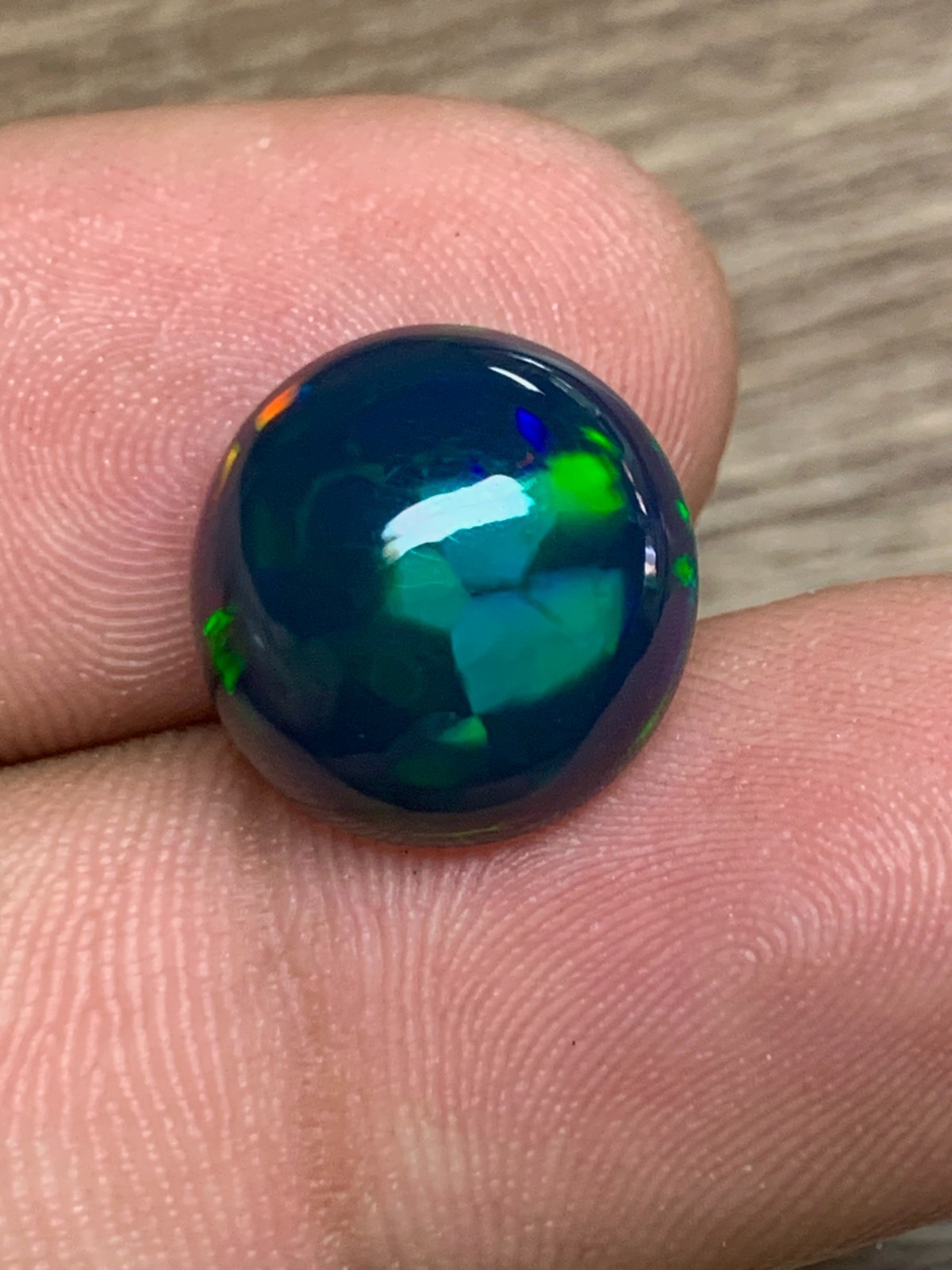 Ethiopian Black Opal Gemstone 4.65crt Round Cabochon Honeycomb Welo Loose Stone