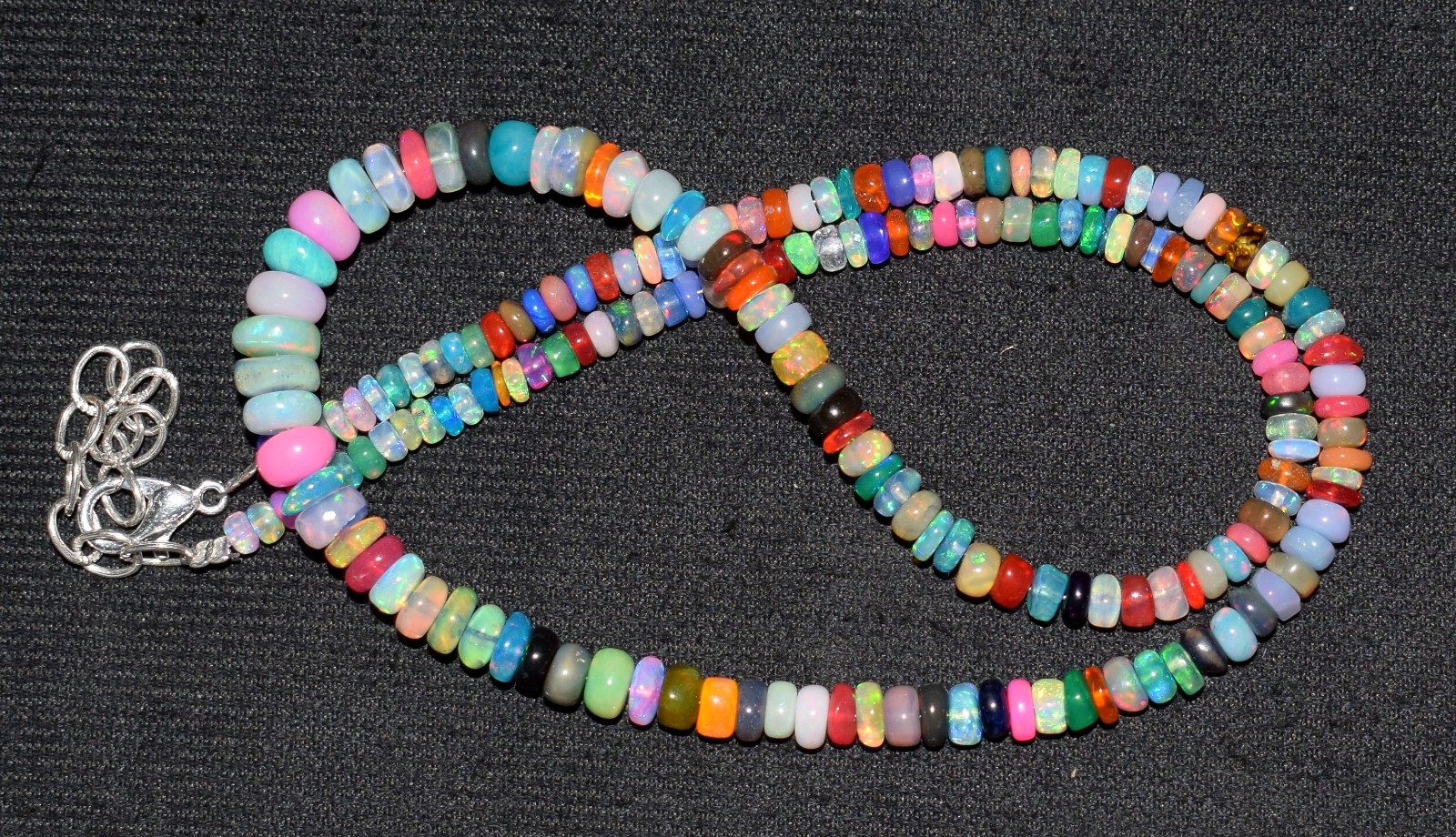 16″Natural Ethiopian Opal Wello Fire Opal Gemstone Bead Necklace Jewelry