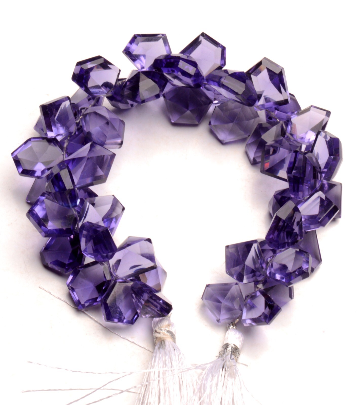 Iolite Color Quartz 11 to 13 mm Size Faceted Stone Side Drill Beads 7″ Strand